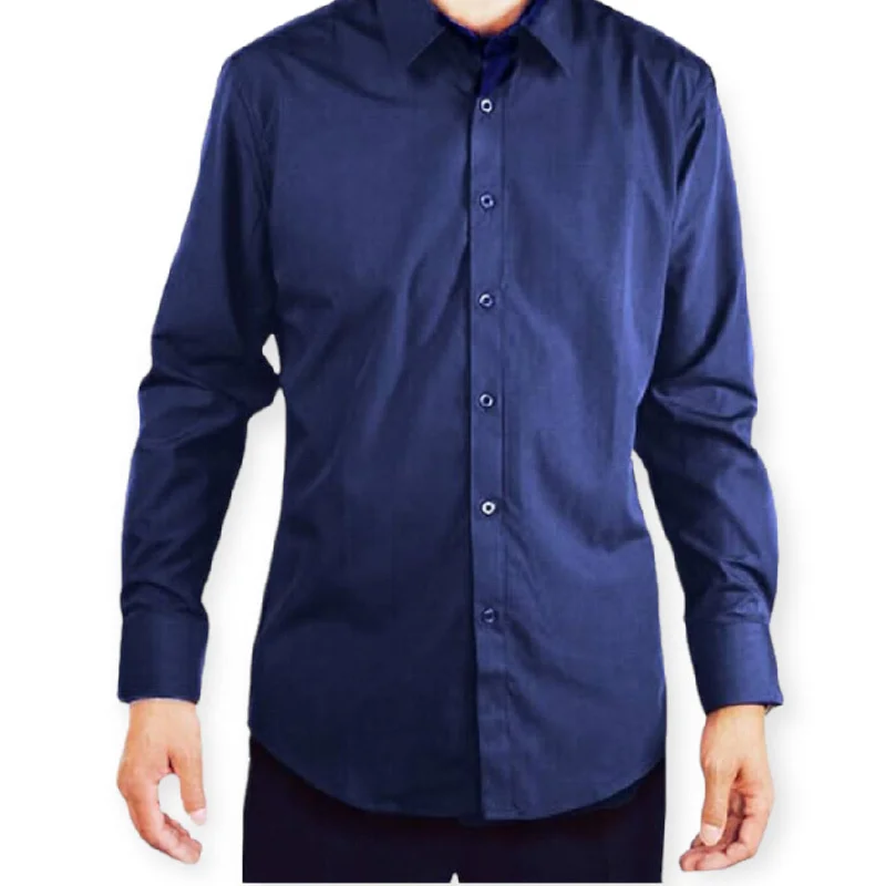 AMANTI: Slim Dress Shirt Navy