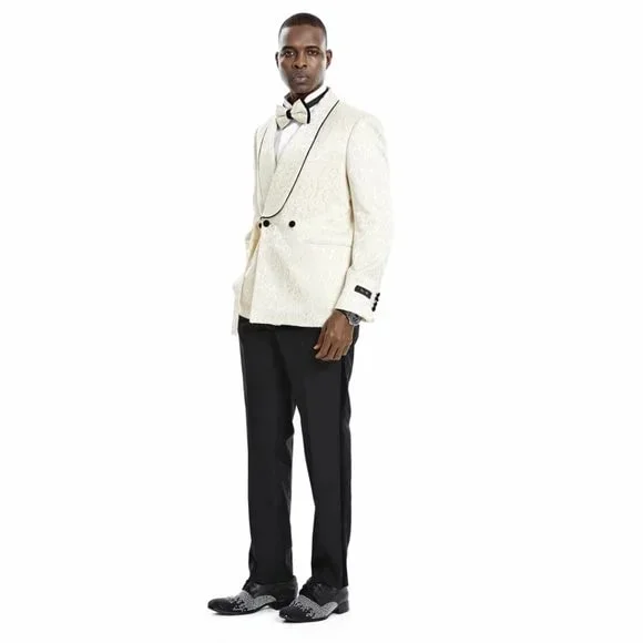 Knot Side Textured Paisley 2pc Tuxedo, Champange