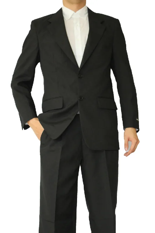 Mens 2 Button Slim Fit Poplin Basic Suit in Black