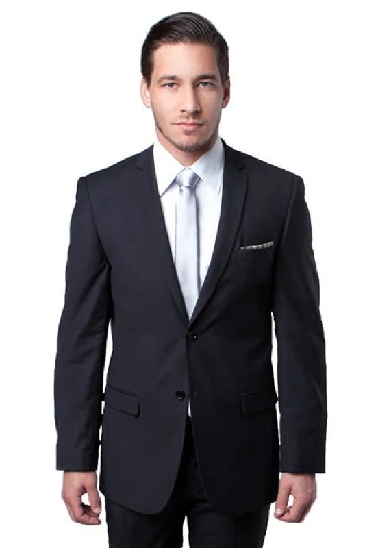 Men's Basic 2 Button Slim Fit Wedding Suit in Charcoal Grey