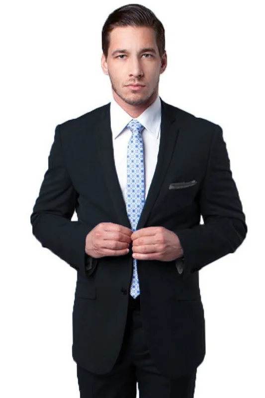 Men's Two Button Slim Fit Travel Suit in Black