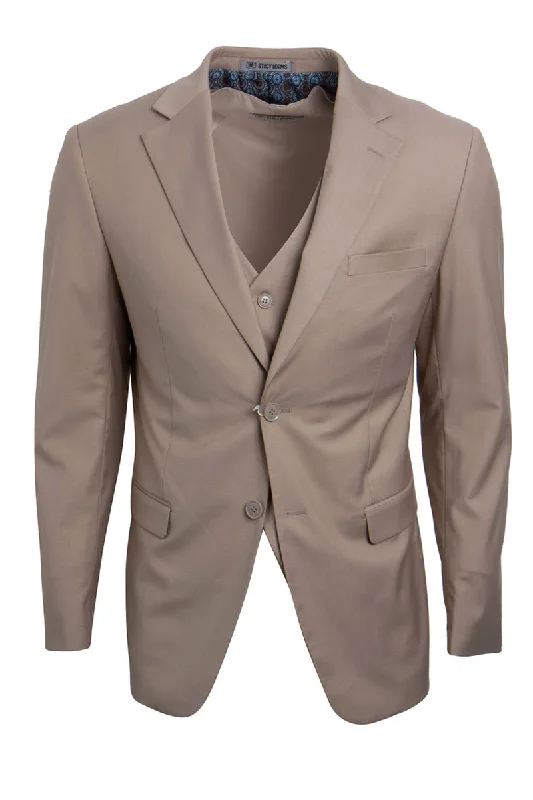 Men's Vested Two Button Notch Lapel Stacy Adams Suit in Tan