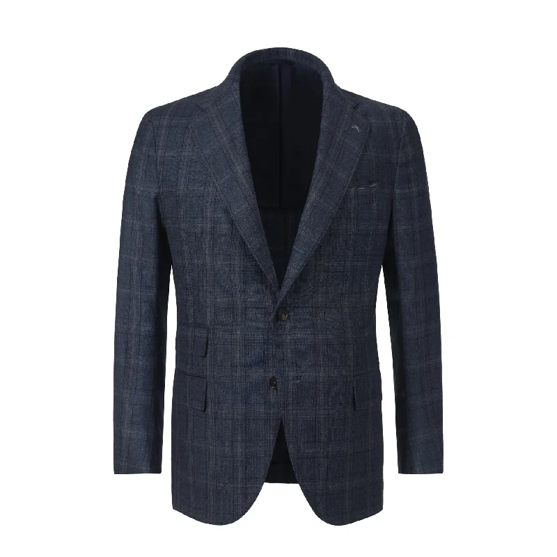 Single-Breasted Glencheck Virgin Wool Suit in Blue. Exclusively Made for Sartale