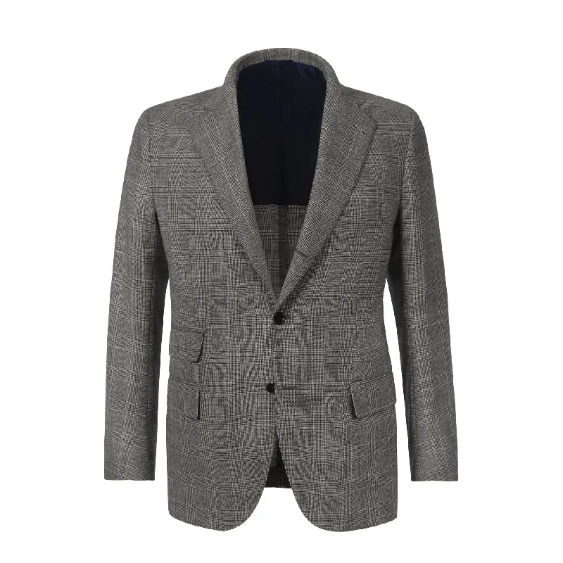 Single-Breasted Prince of Wales Virgin Wool Suit in Grey. Exclusively Made for Sartale