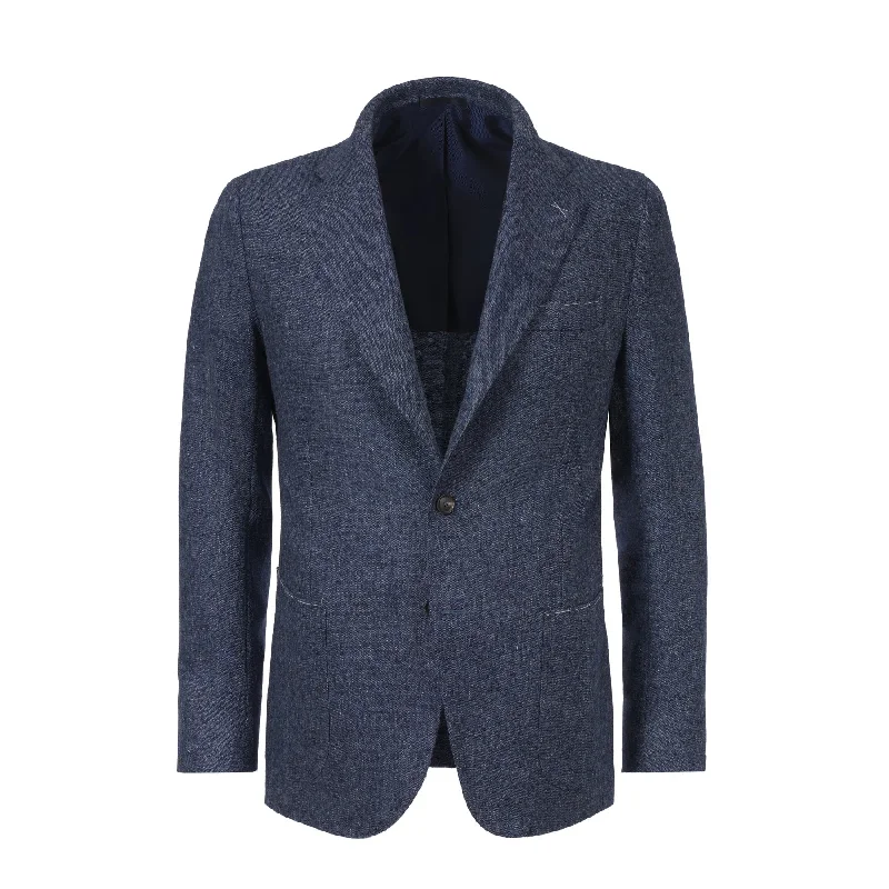 Single-Breasted Virgin Wool Jacket in Blue. Exclusively Made for Sartale