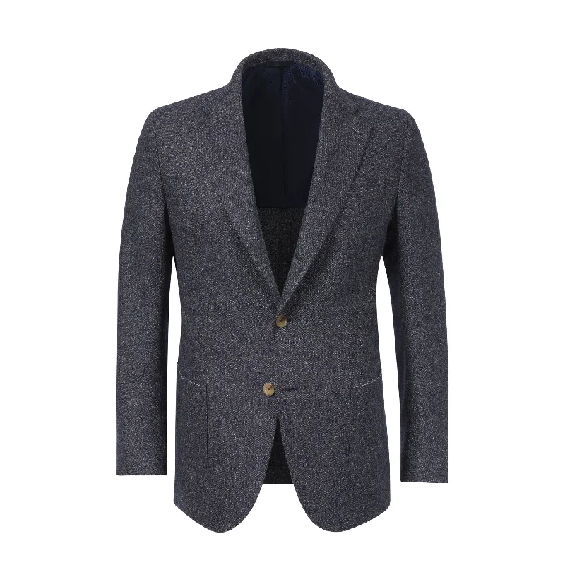 Single-Breasted Wool Jacket in Dark Blue. Exclusively Made for Sartale