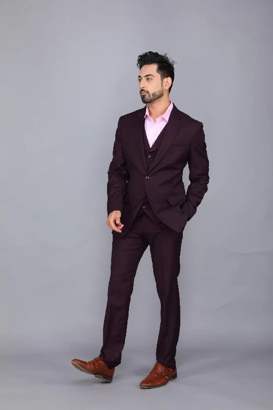 Wine Three-piece Business Suit