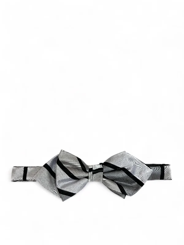 Black and Grey Silk Bow Tie by Paul Malone