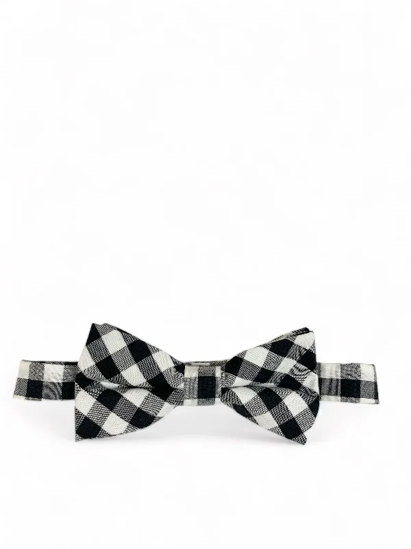 Black and White Checkered Cotton Bow Tie by Paul Malone