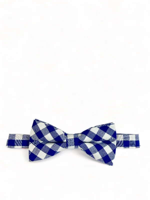 Blue and White Cotton Bow Tie