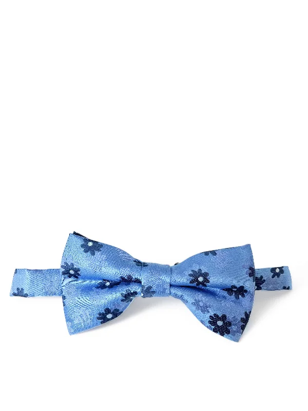 Light Blue Floral Patterned Bow Tie