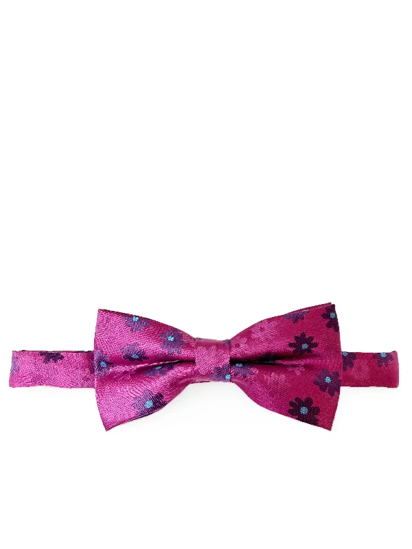 Hot Pink Floral Patterned Bow Tie