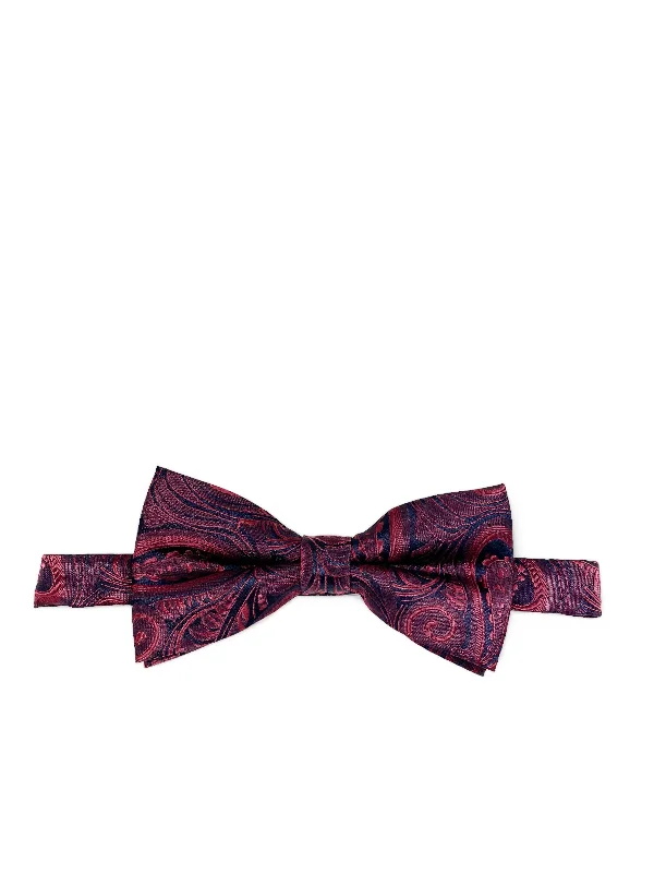 Wine Red Classic Paisley Bow Tie