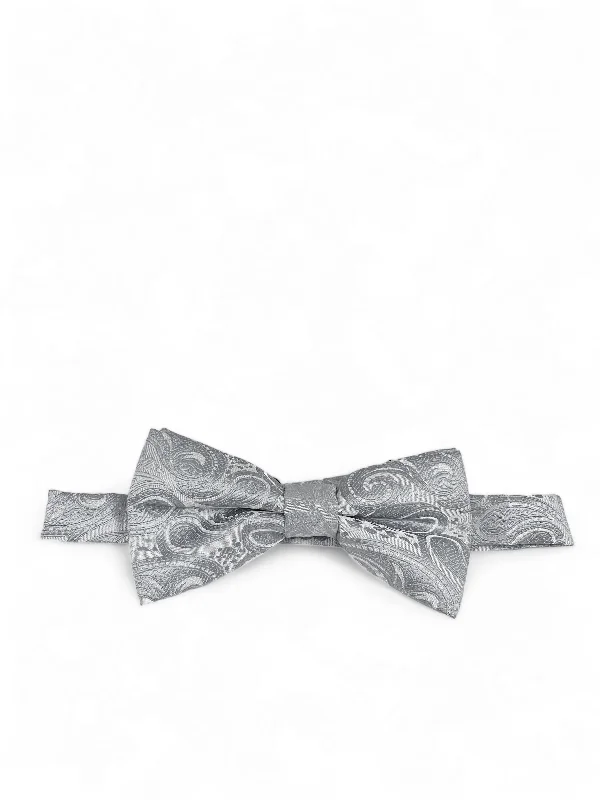 Classic Formal Light Grey Paisley Bow Tie