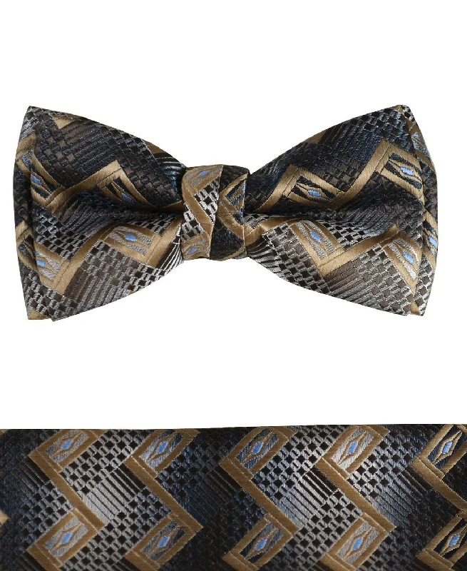 Bronze Boys Bow Tie and Pocket Square Set, Pre-tied