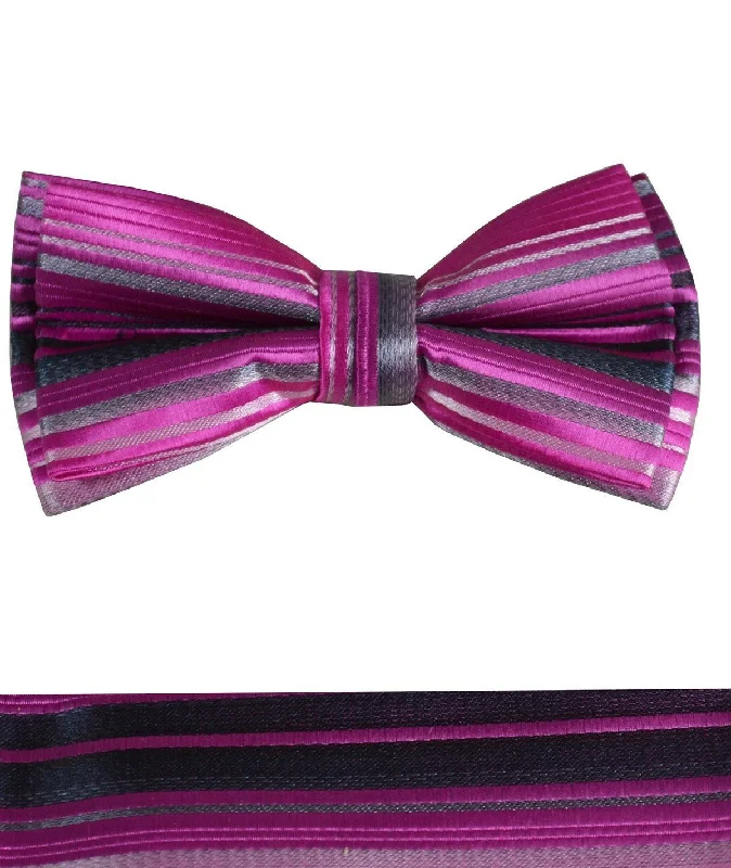 Hot Pink Boys Bow Tie and Pocket Square Set, Pre-tied