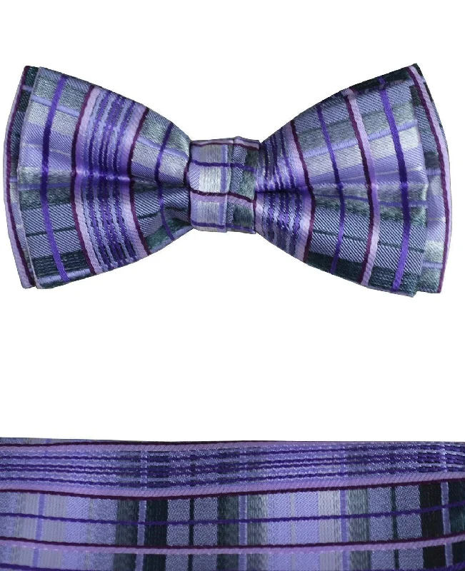 Boys Bow Tie and Pocket Square Set, Pre-tied