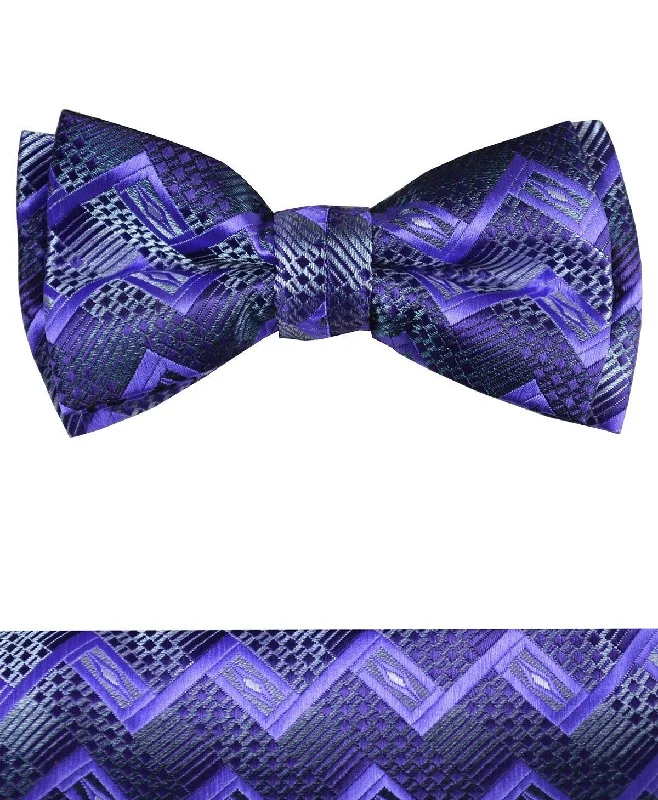 Violet Boys Bow Tie and Pocket Square Set, Pre-tied