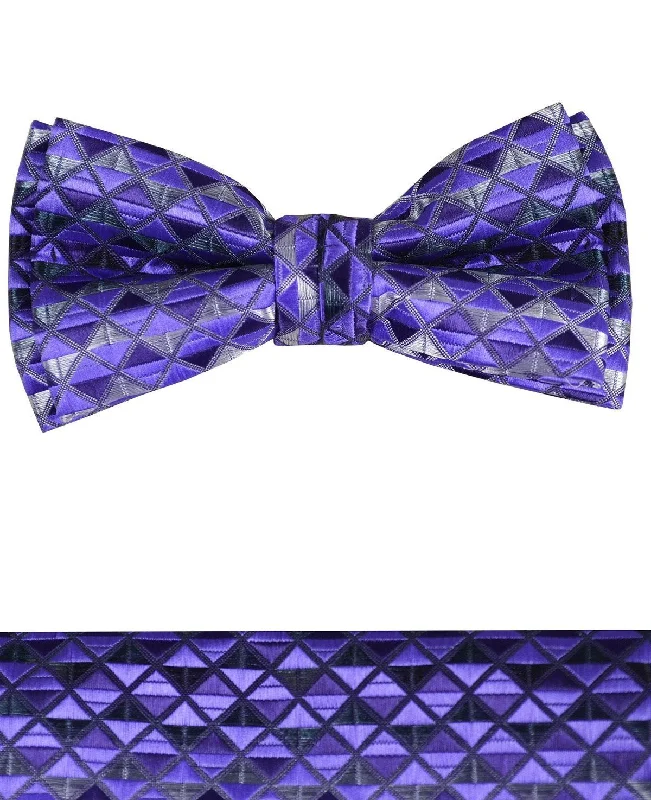 Deep Purple Boys Bow Tie and Pocket Square Set, Pre-tied