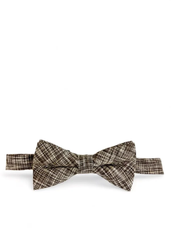 Brown Cotton/Linen Bow Tie by Paul Malone