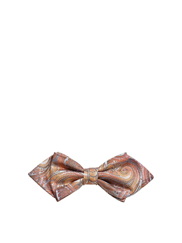 Coral Paisley Silk Bow Tie