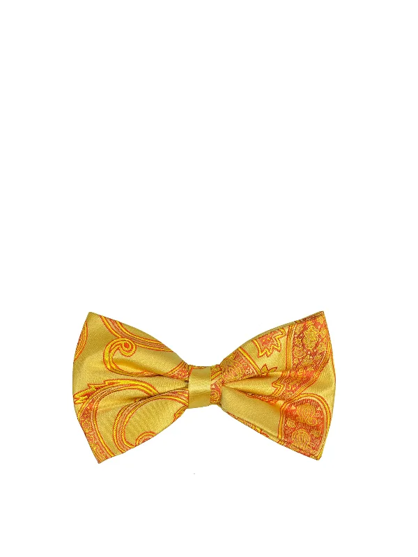 Gold Paisley Silk Bow Tie