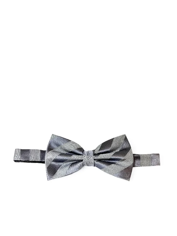 Solid Grey Silk Bow Tie