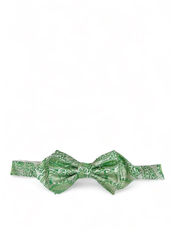 Green Paisley Silk Bow Tie by Paul Malone