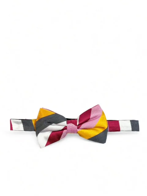 Multi-color Striped Silk Bow Tie and Pocket Square