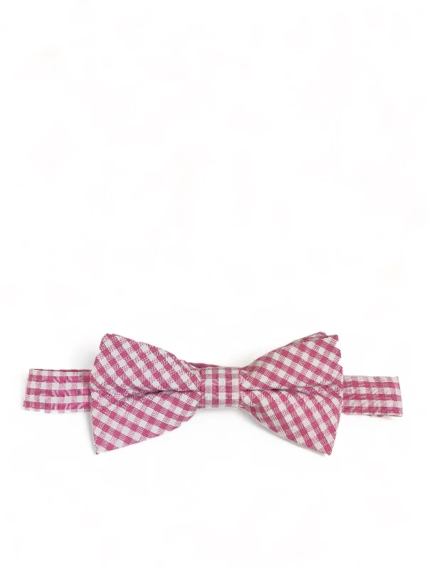 Pink Gingham Cotton Bow Tie by Paul Malone