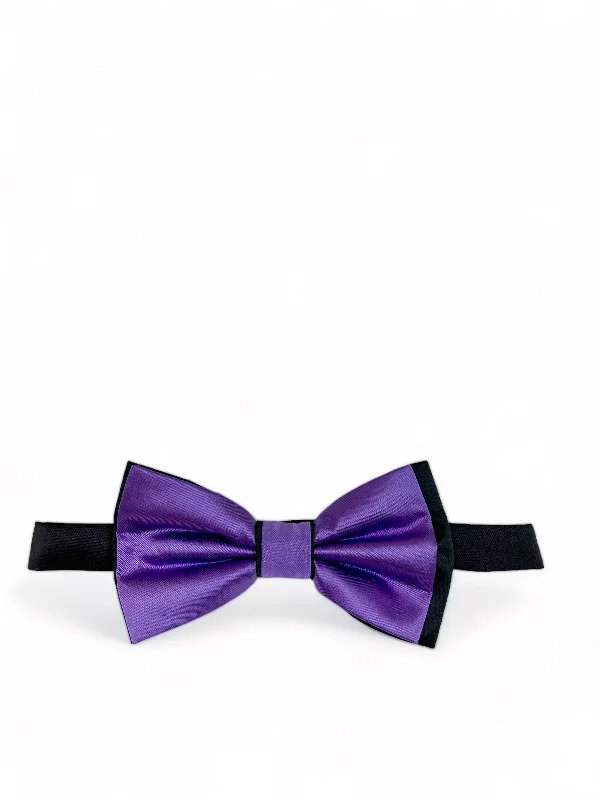 Purple and Black Bow Tie with 2 Pocket Squares