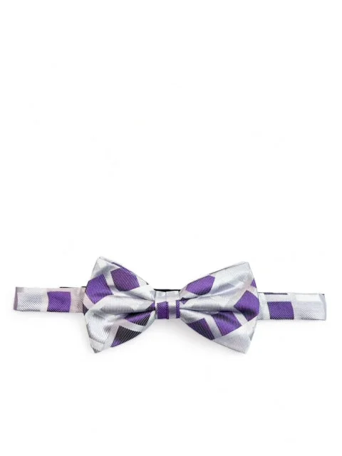 Purple Checkered Silk Bow Tie