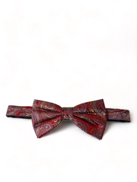 Red and Yellow Paisley Silk Bow Tie