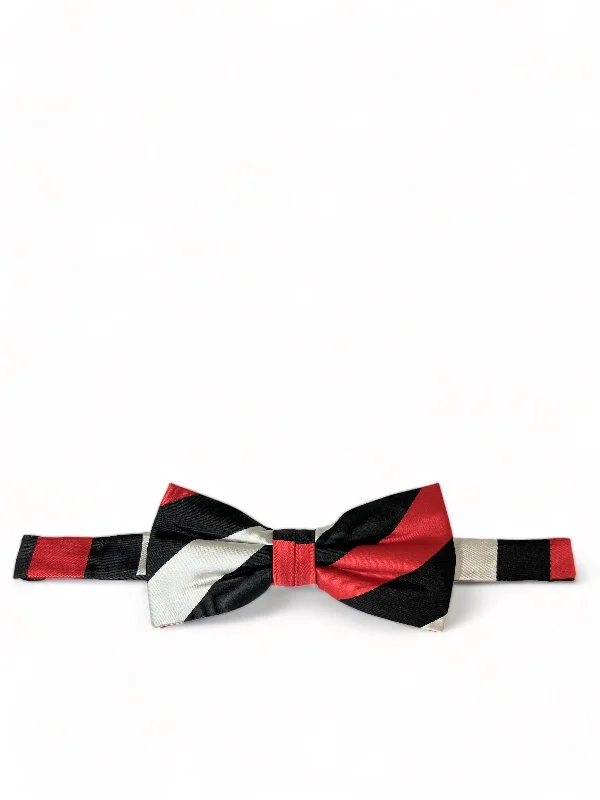 Red, Black and Silver Striped Bow Tie