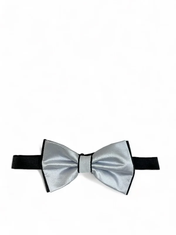 Silver and Black Bow Tie with 2 Pocket Squares