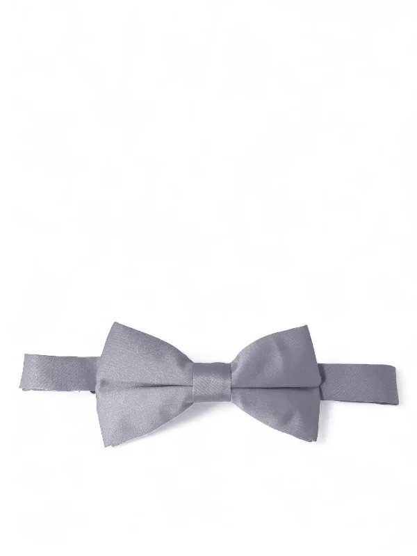 Solid Grey Pre-Tied Bow Tie