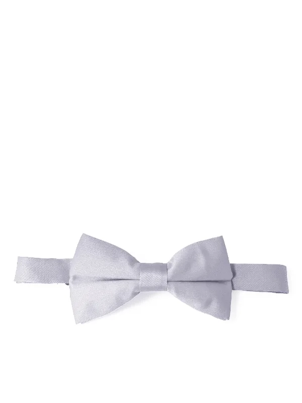 Solid Silver Pre-Tied Bow Tie