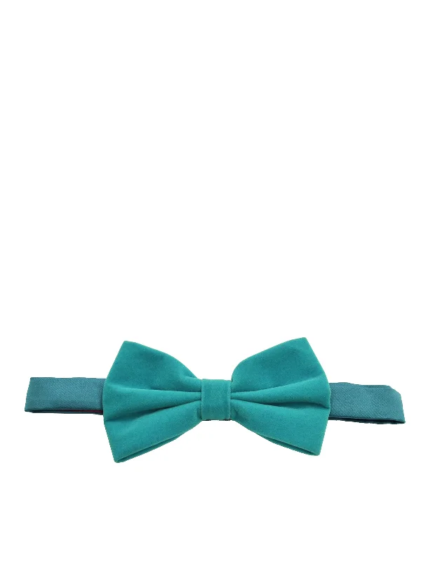 Solid Teal VELVET Bow Tie and Pocket Square Set