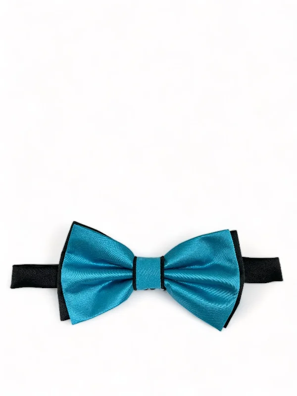 Turquoise and Black Bow Tie with 2 Pocket Squares