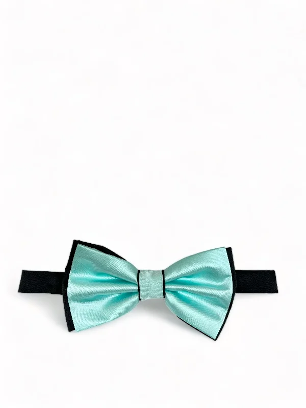 Turquoise and Black Bow Tie with 2 Pocket Squares