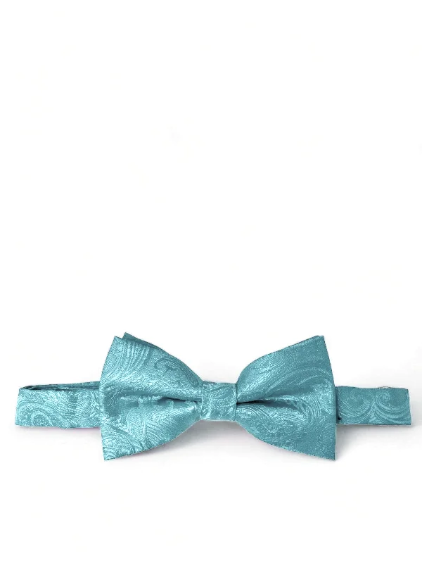 Light Turquoise Paisley Bow Tie