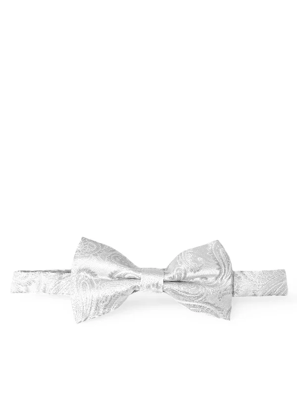 Classic White Paisley Bow Tie