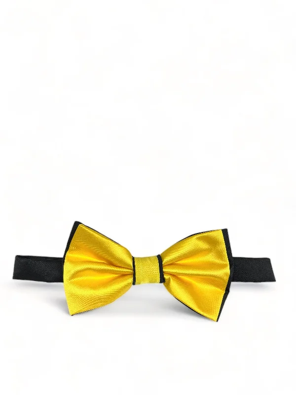 Yellow and Black Bow Tie with 2 Pocket Squares