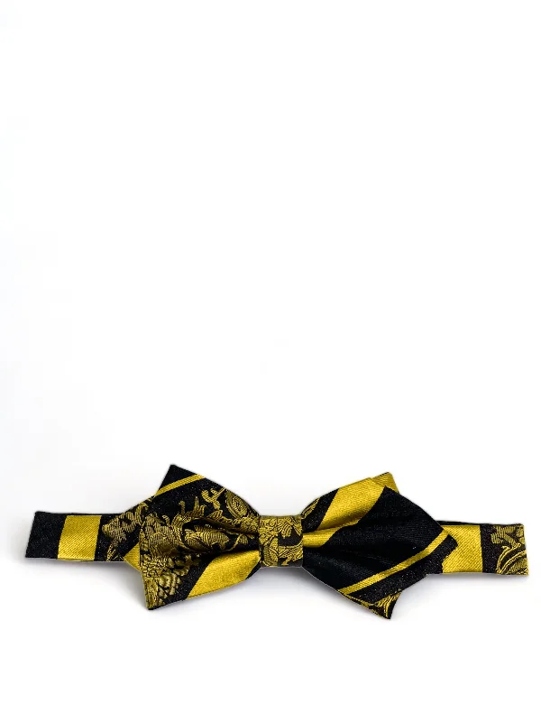 Yellow and Black Silk Diamond Bow Tie by Paul Malone