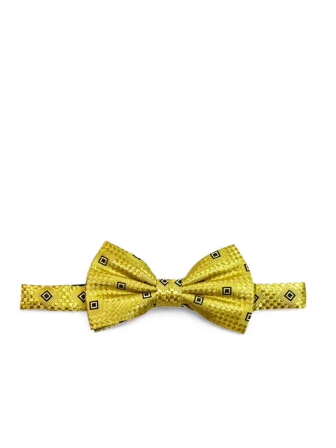 Yellow Patterned Silk Bow Tie