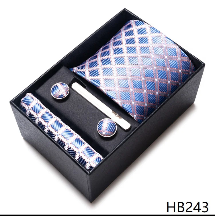 100% Silk Tie Handkerchief Cufflink Set