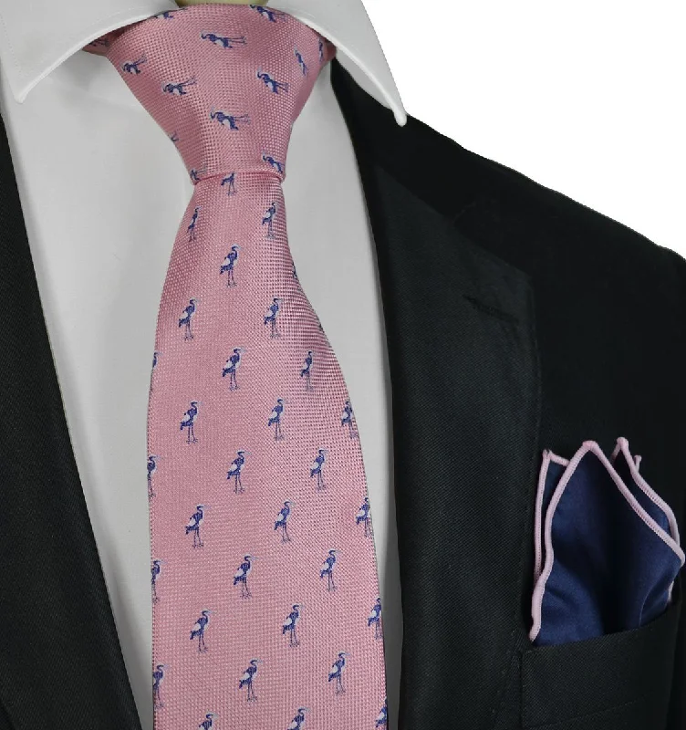 Storch Tie and Pocket Square Set in Pink by Paul Malone