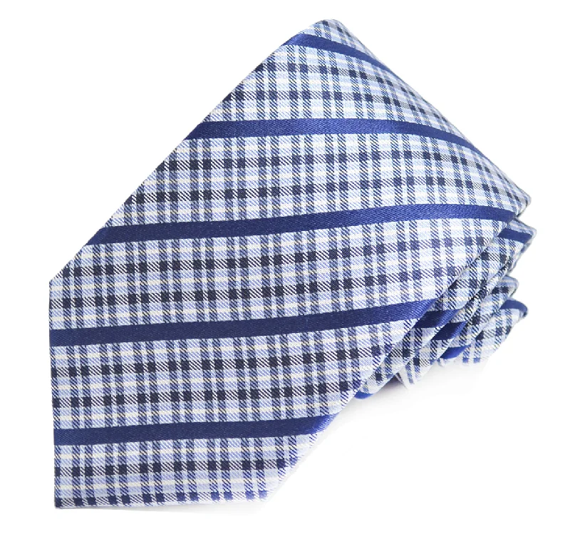 Mazzarine Blue Plaid Silk Necktie Set