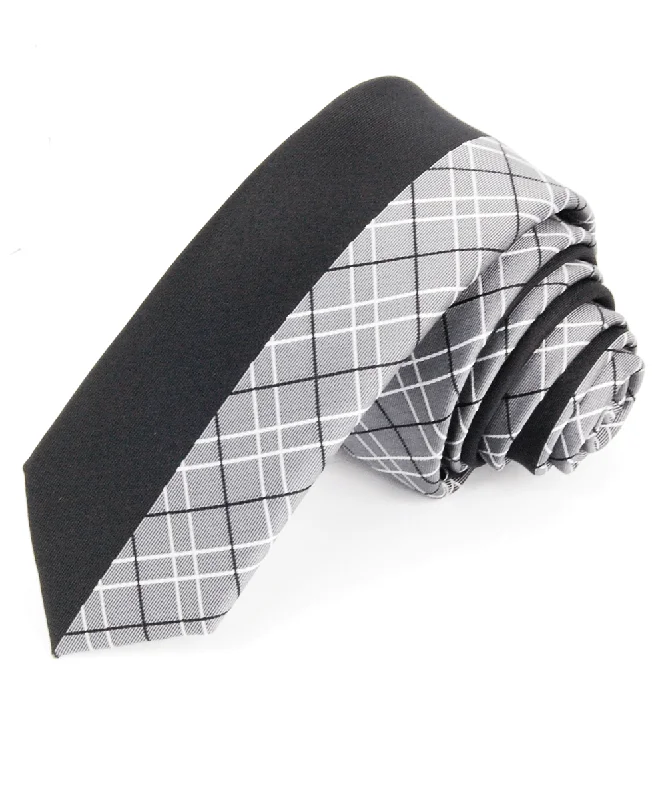 Black and Grey Slim Panel Necktie