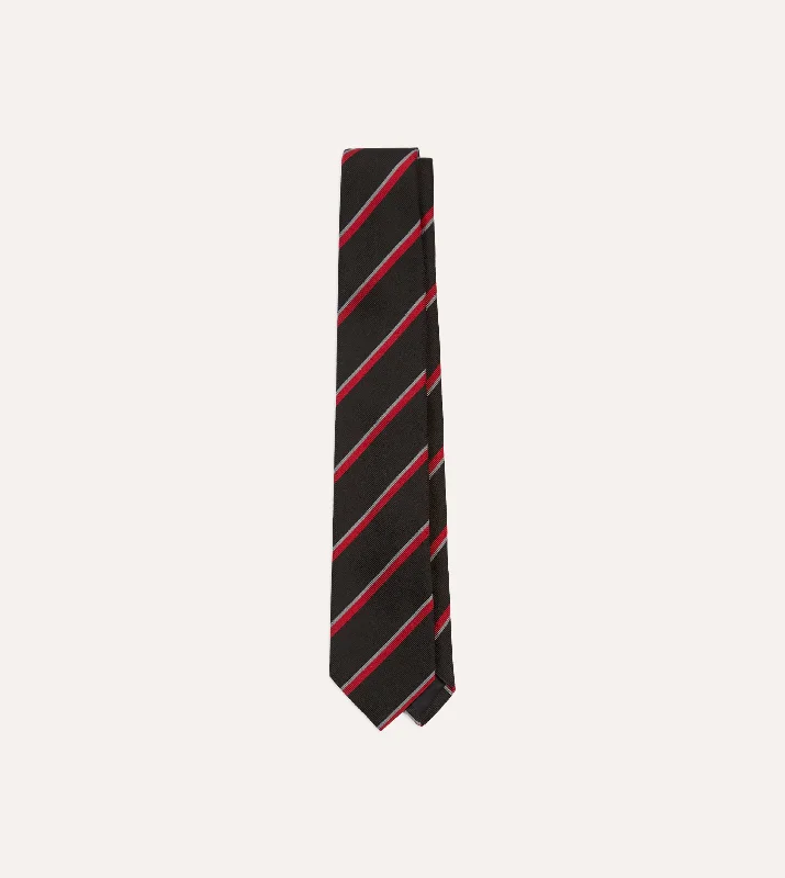 Black and Red Stripe Tipped Repp Silk Tie